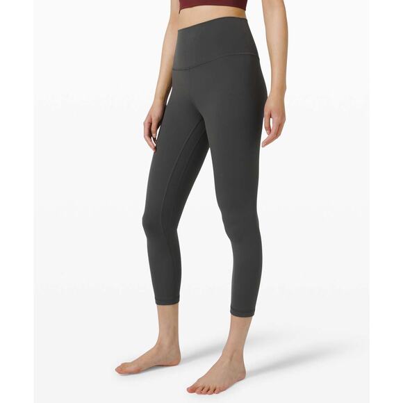 Lululemon Align Crop 23" Womens Size 14 Graphite Grey W6BQVS EUC - Picture 1 of 9